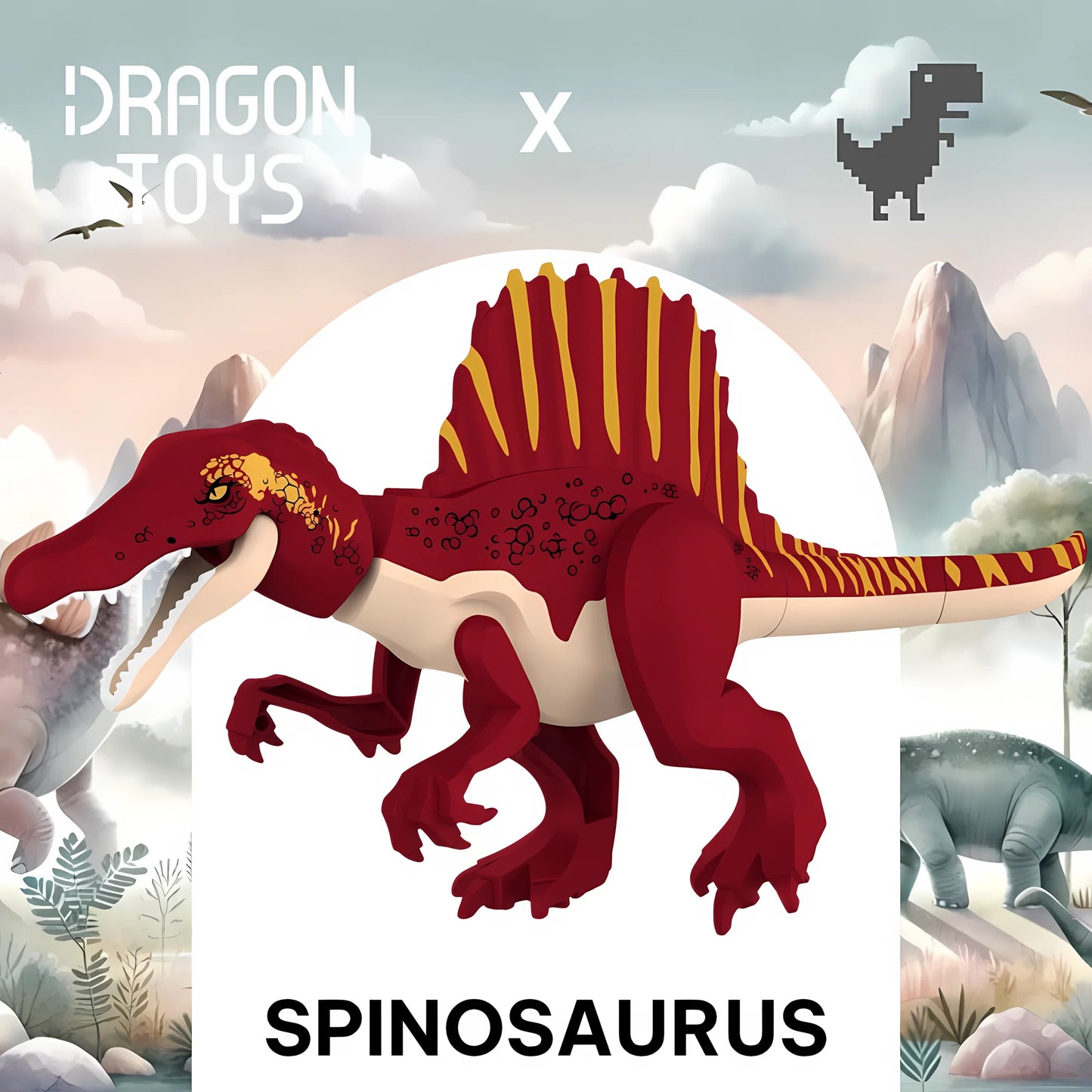 Spinosaurus Rojo - dinosaurio armable de Dragon Toys