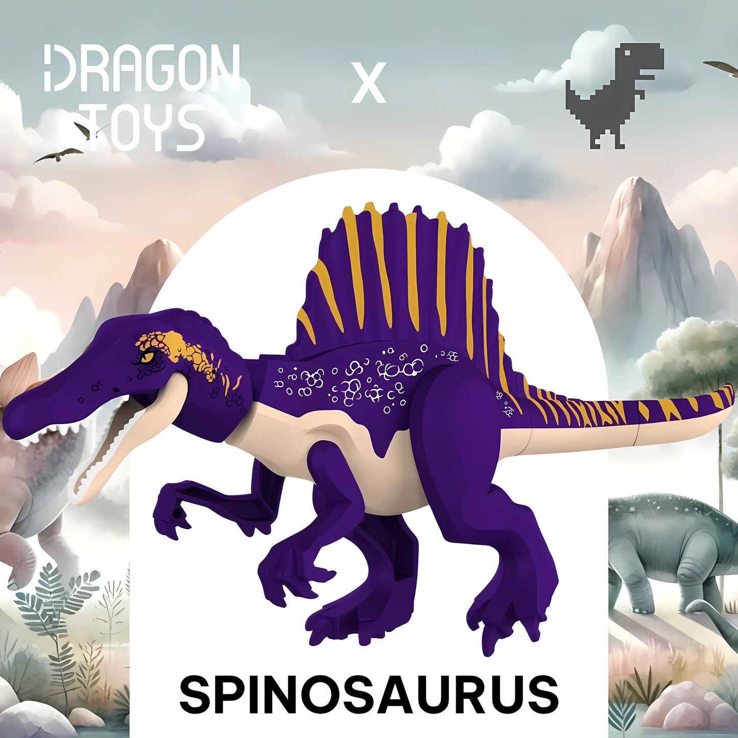 Spinosaurus Morado - dinosaurio armable de Dragon Toys