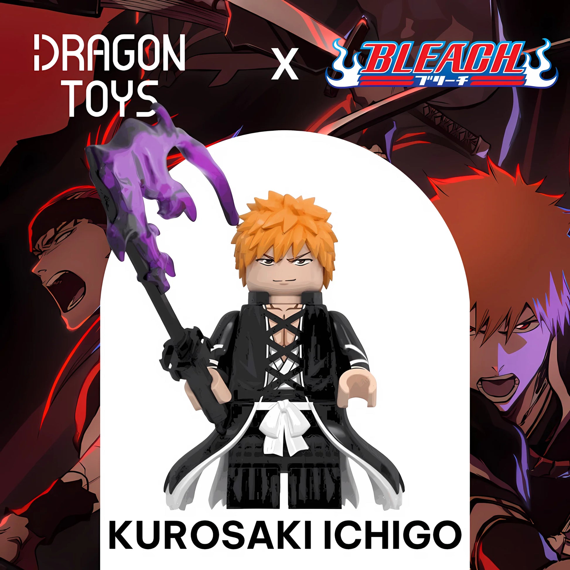 Minifigura Kurosaki Ichigo (Getsuga Tensho) de Bleach - Dragon Toys